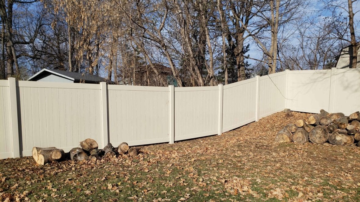 Tan Vinyl Privacy Fencing